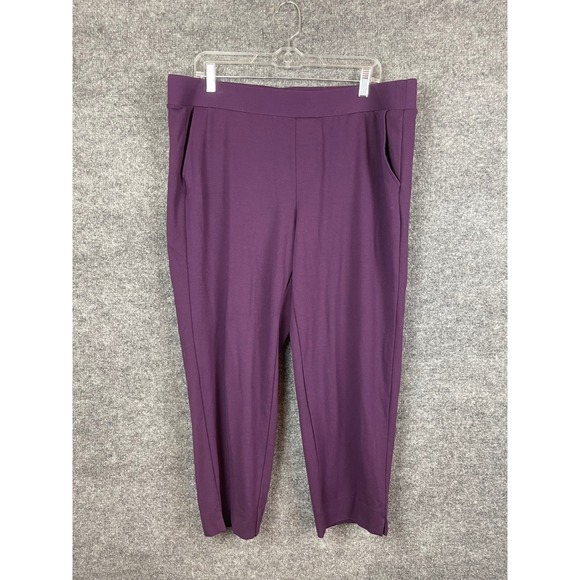 torrid Pants - Torrid Ankle Pants Womens 2 Purple Excellent Stretch Pull On Side Slit Career